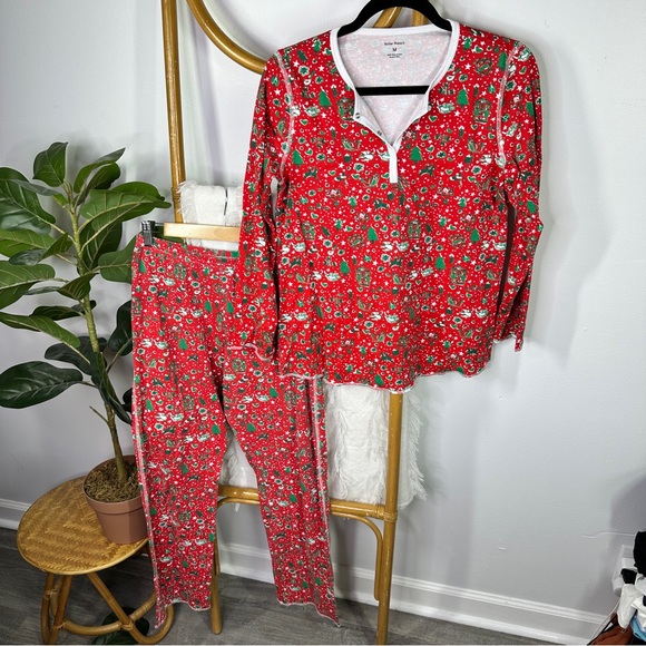 Roller Rabbit Red Christmas Pajama Set sz M - Picture 2 of 6